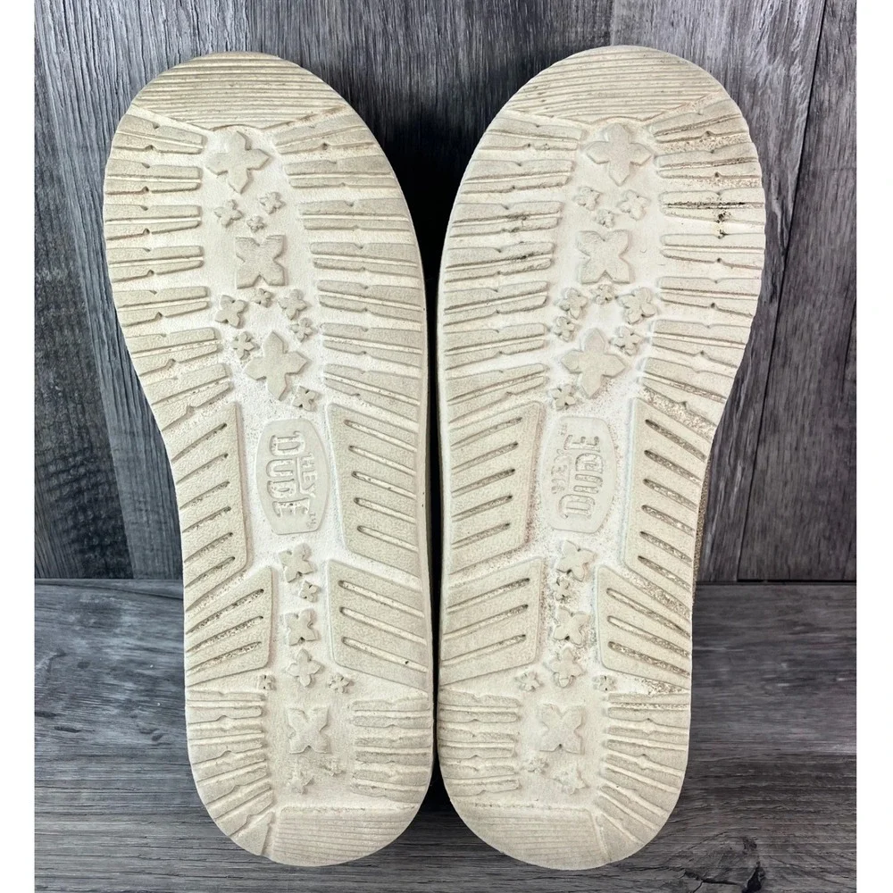 Hey Dude Wally Youth Sport Mesh Tan White Slip On Loafers 40431-25W Size YT3